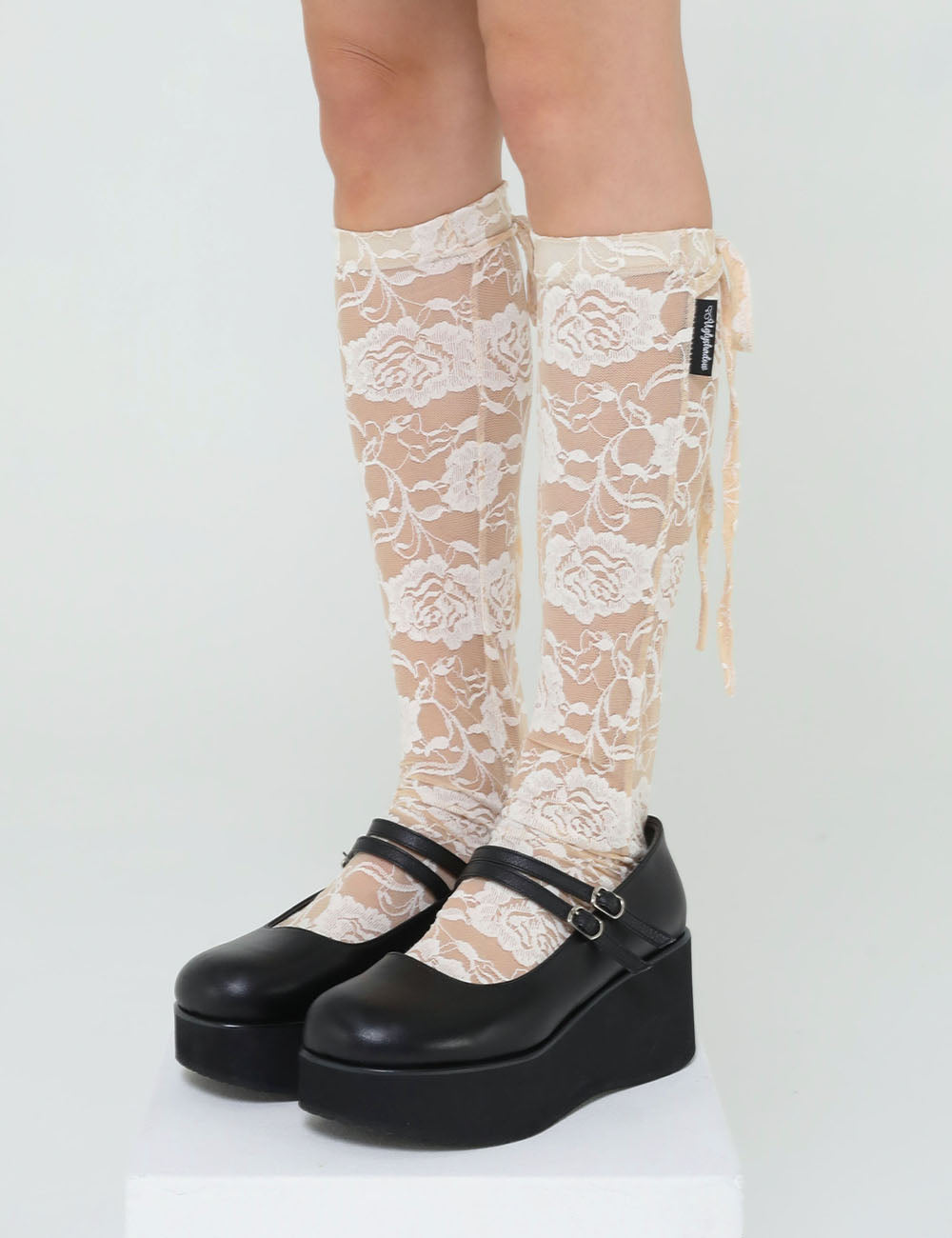 ROSE LACE LONG SOCKS(BEIGE)