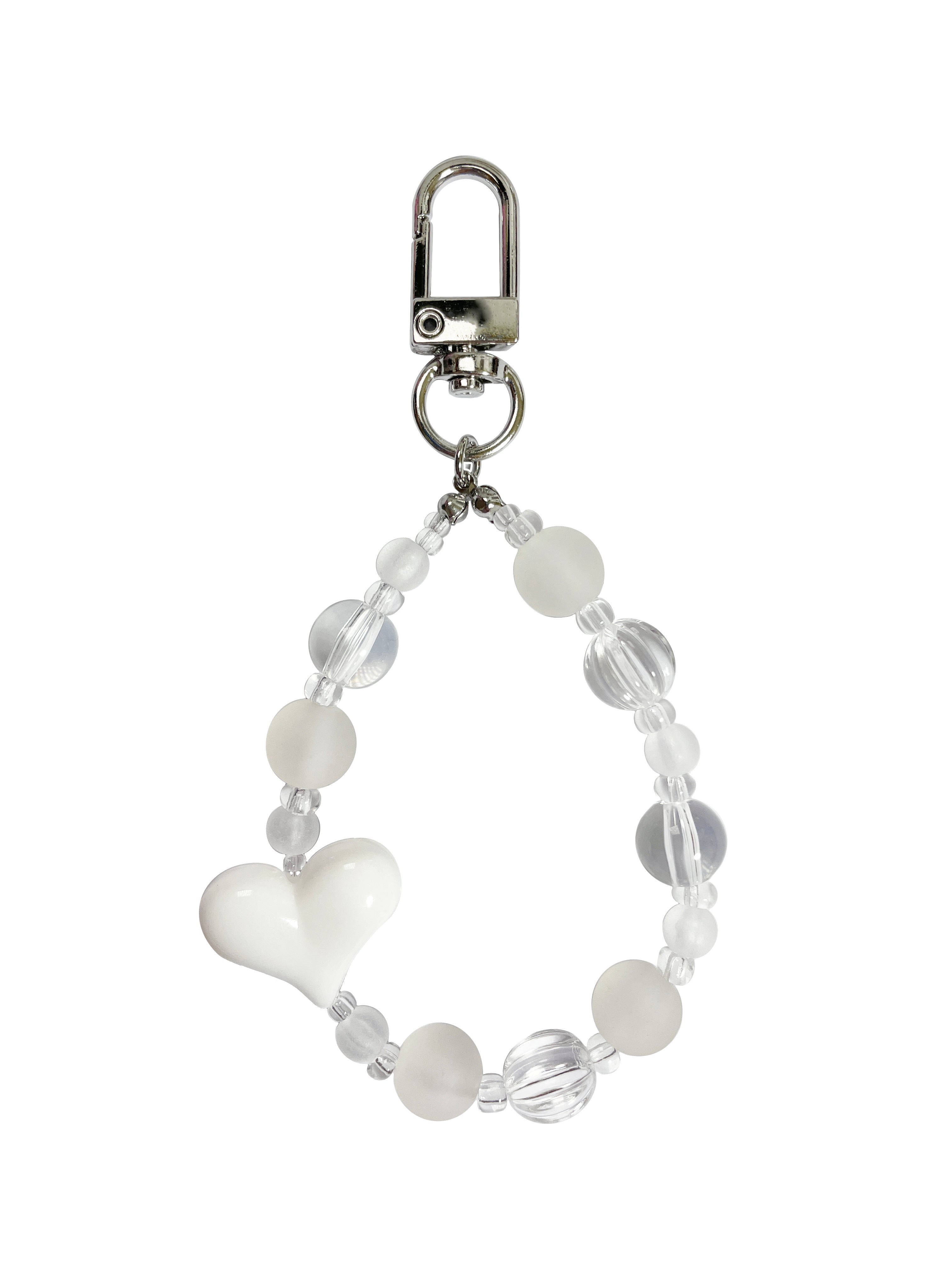 Bold White Heart Beads Key-ring