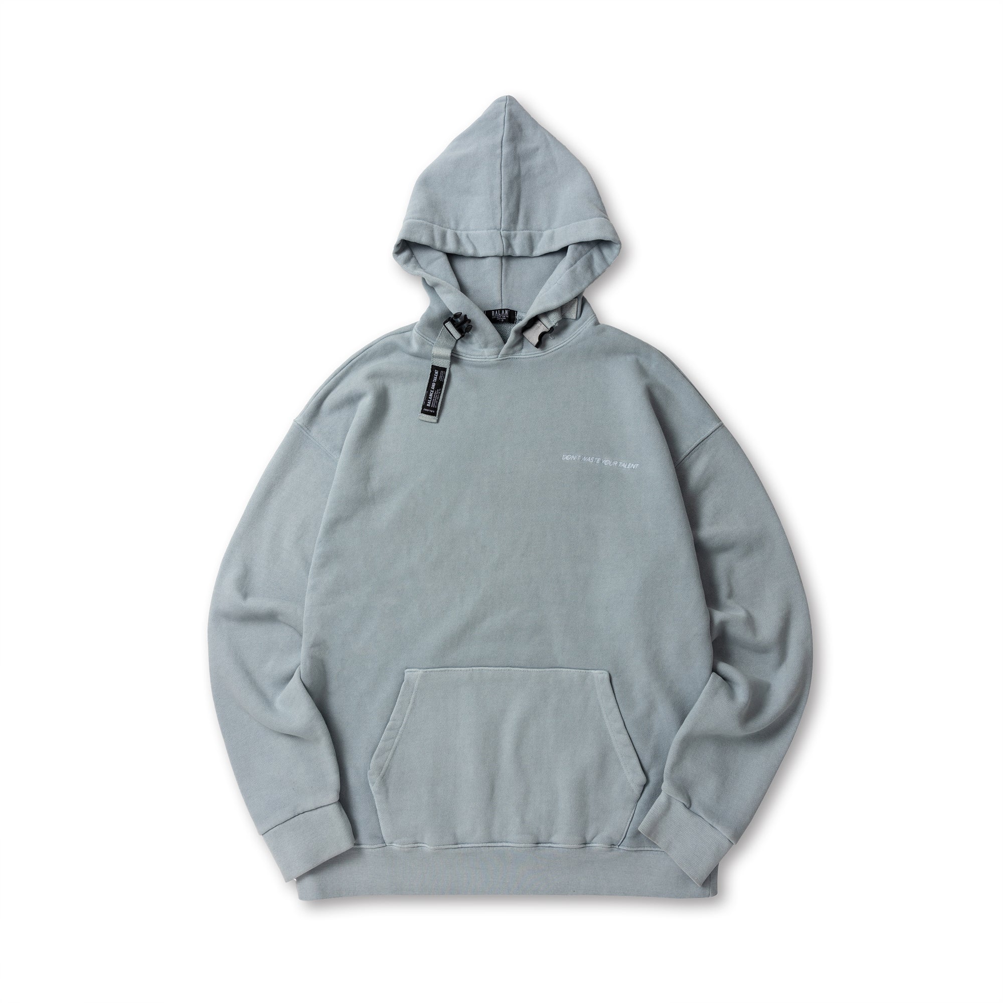 Pigment Slogan Buckle Hoodie - Gray