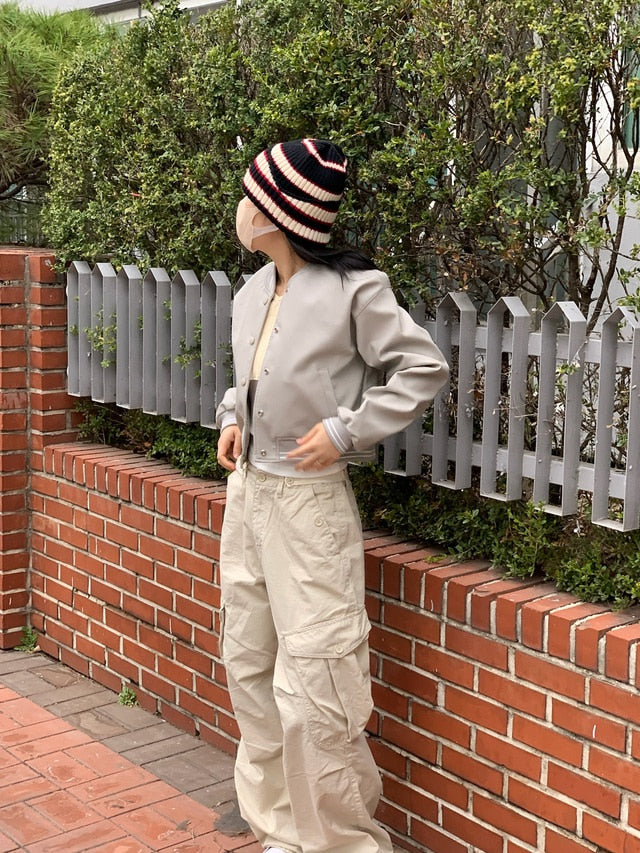 New Jeans cotton Cargo Pants (Beige/Black)