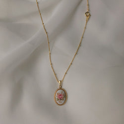 Pink rose necklace