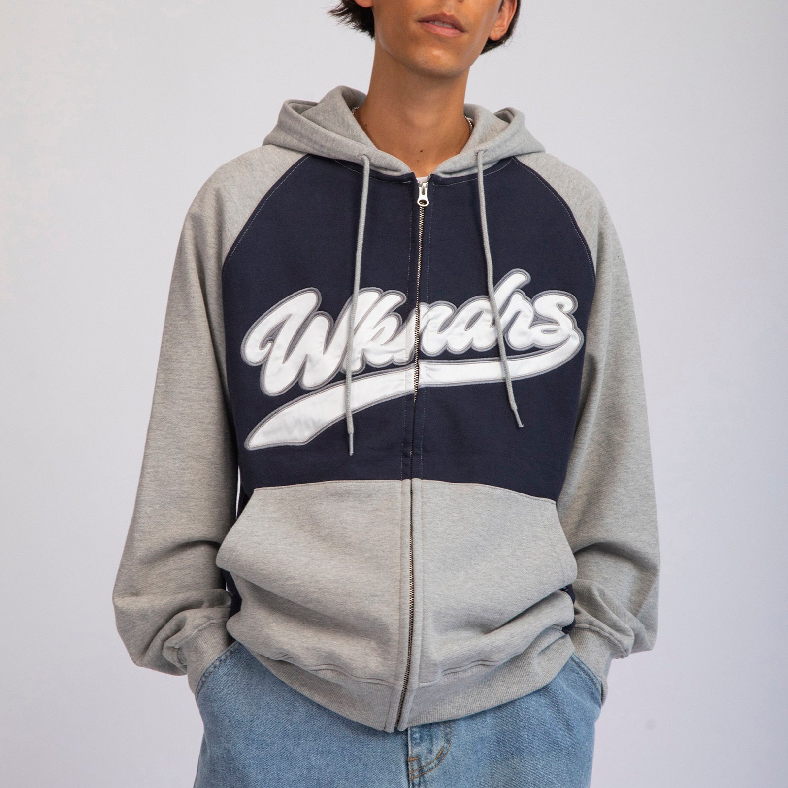 BASEBALL SCRIPT ZIPUP HOODIE (NAVY)