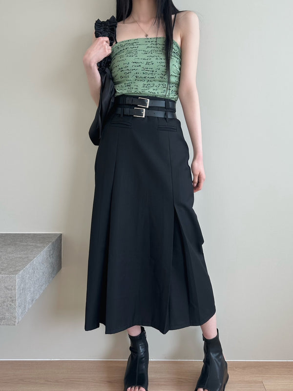 long belted skirt