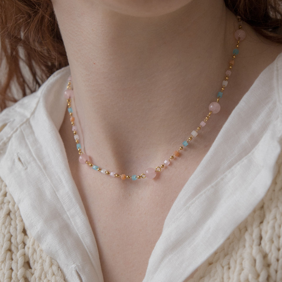 Pastel sugar candy ball chain necklace