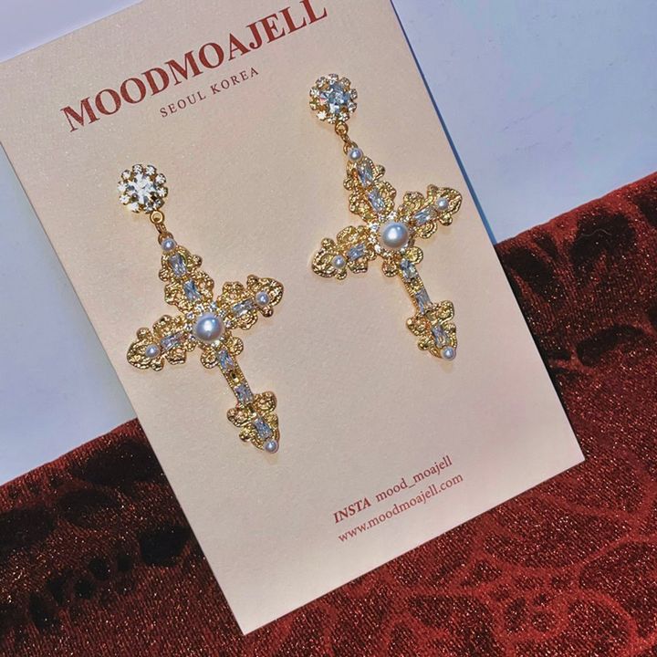 bling cross earring