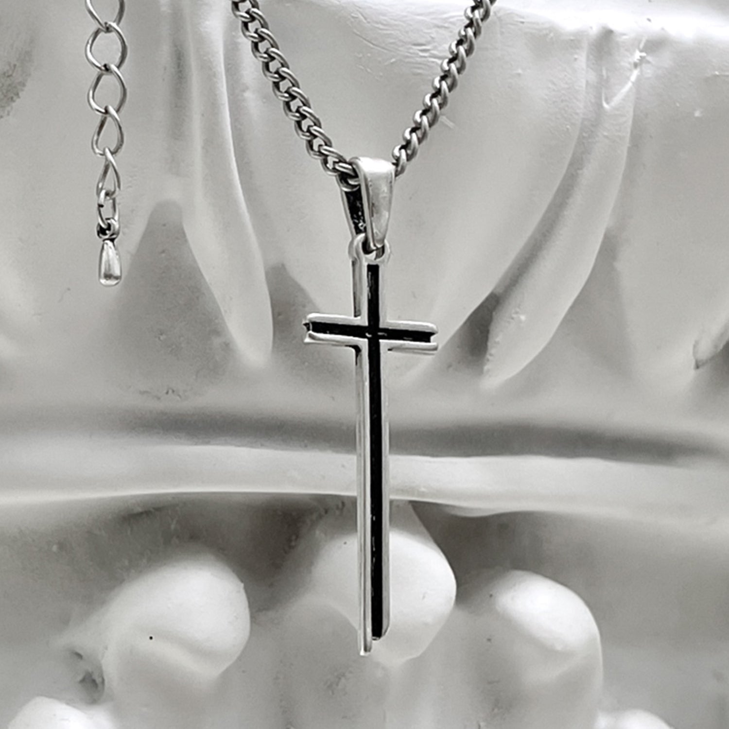 [BLESSEDBULLET]classic chain cross necklace_vintage silver