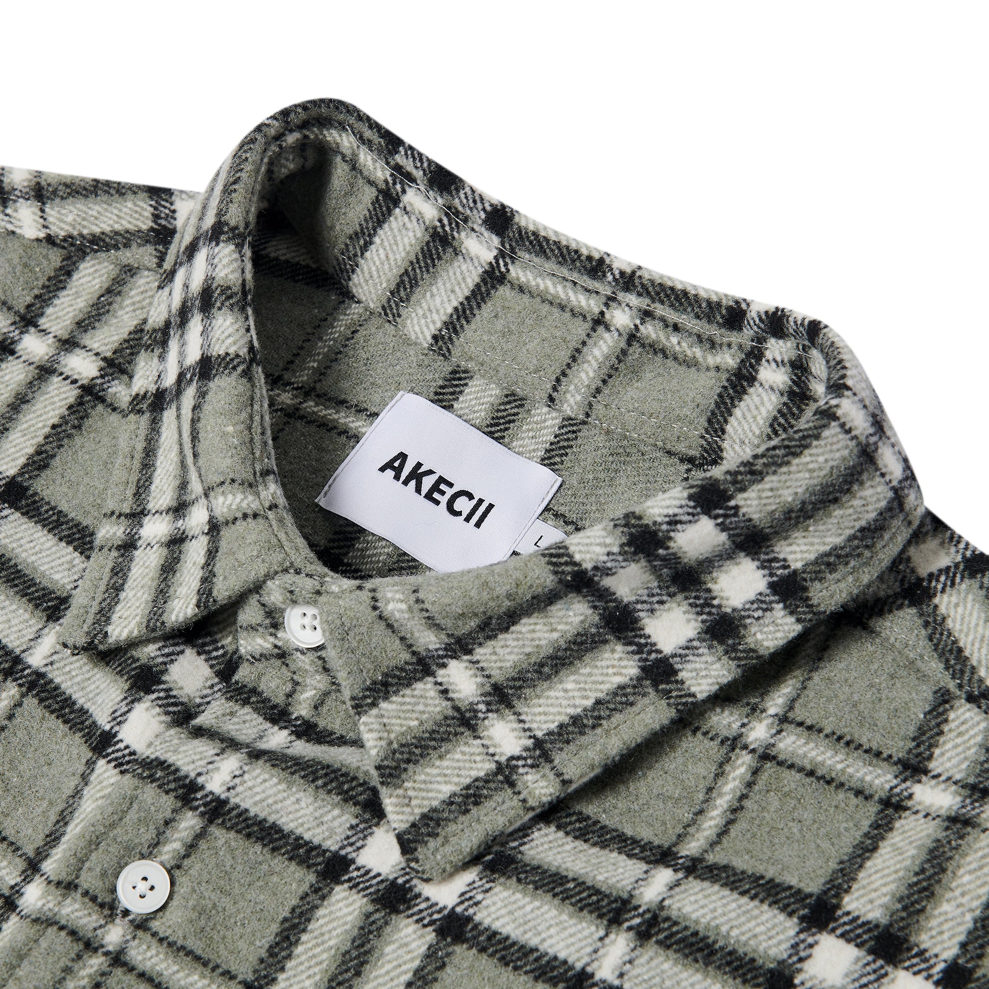 Loose wool check shirts Gray