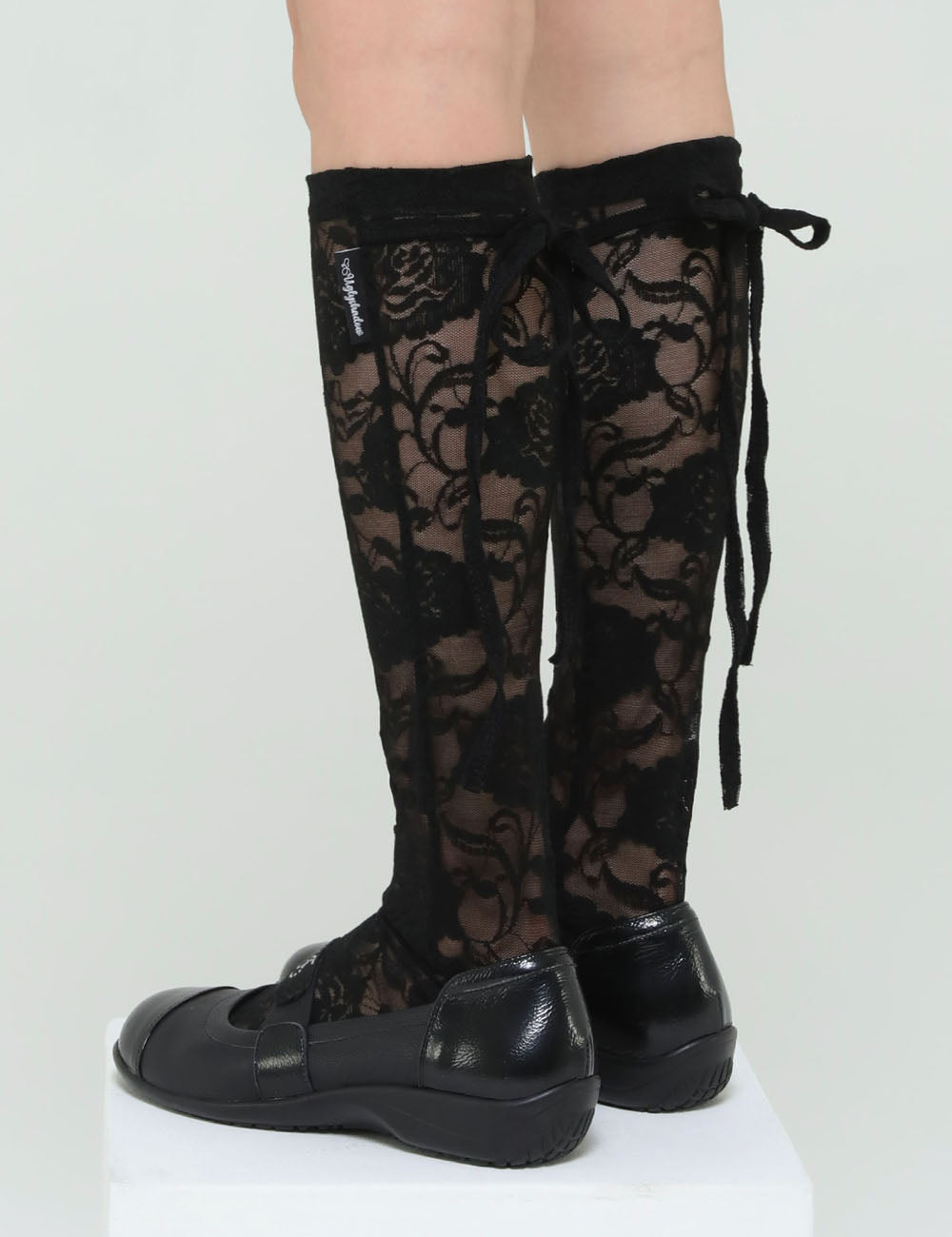 ROSE LACE LONG SOCKS(BLACK)