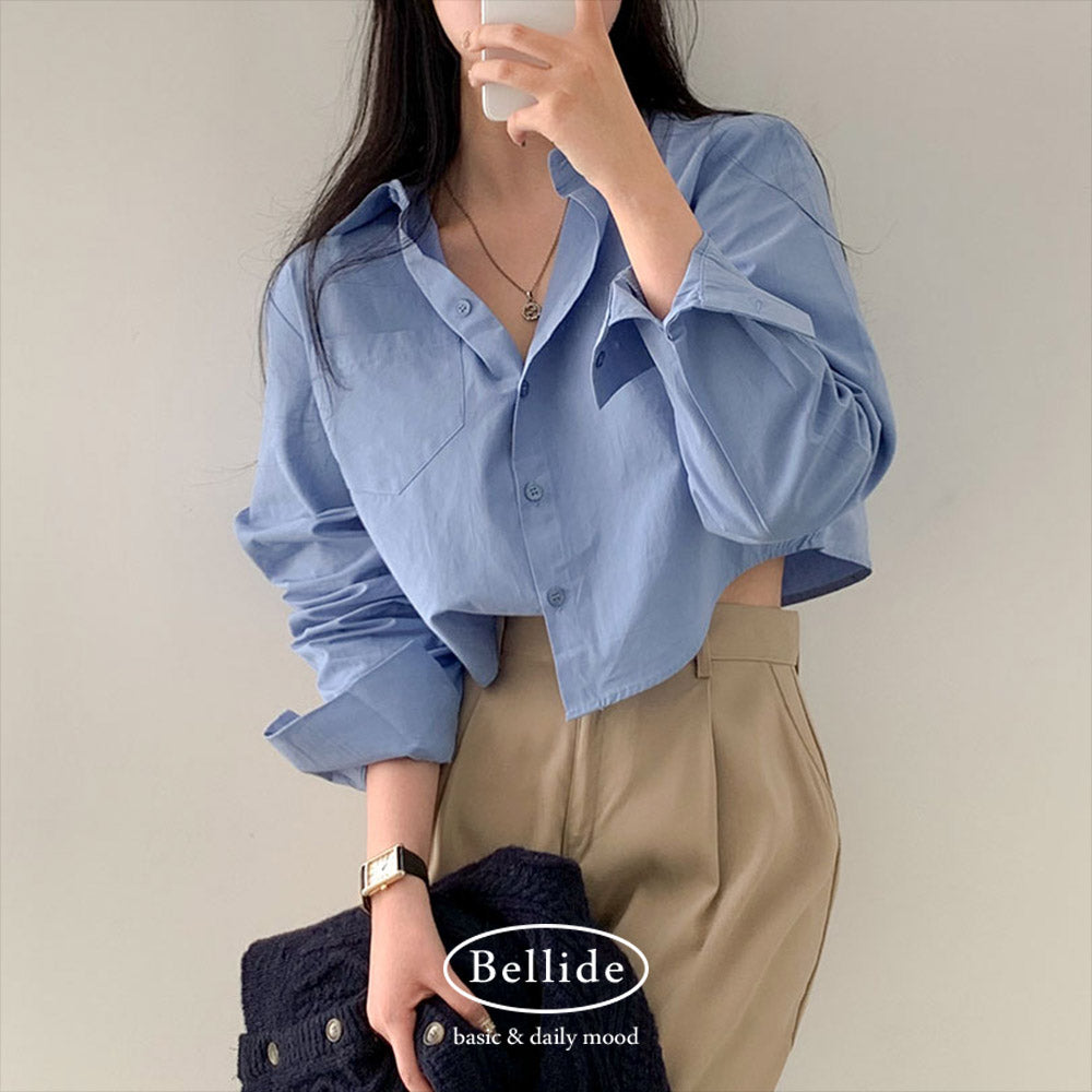 [BELLIDE MADE] Today Pocket Crop Shirt