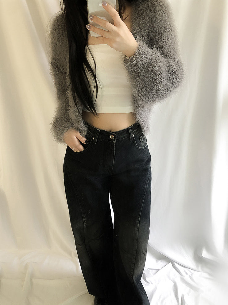 (8color) angel boucle fur cardigan