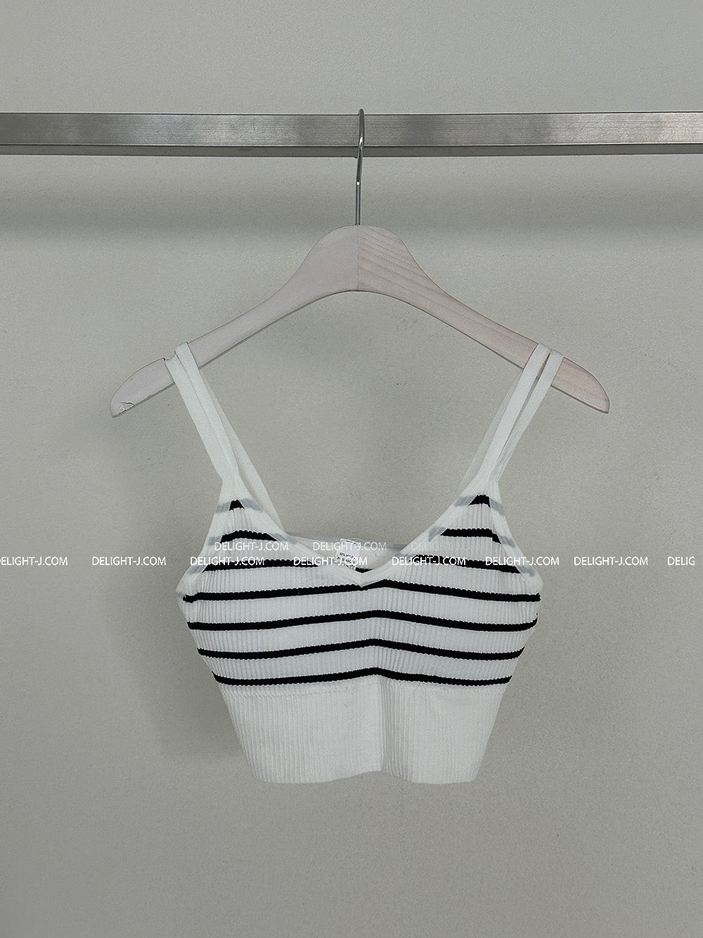 a tight striped bra top