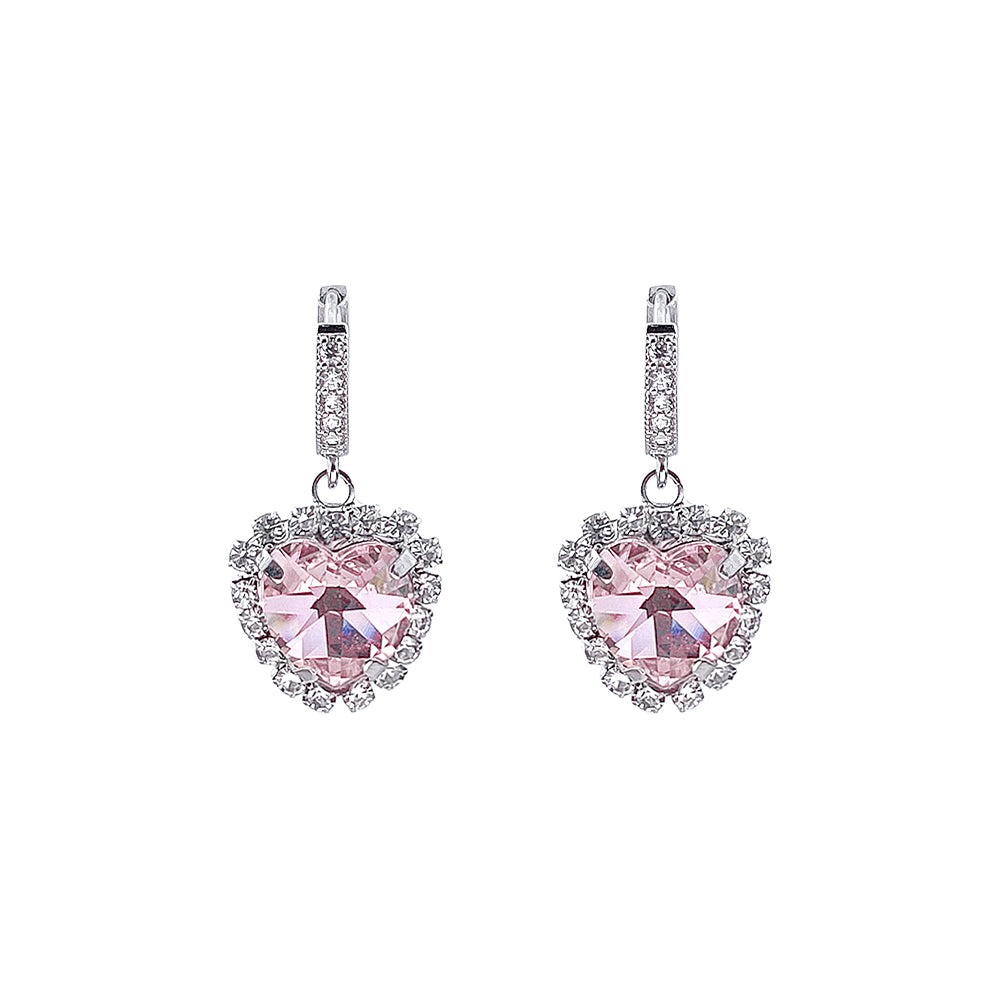 PRINCESS HEART CUBIC ZIRCONIA RING EARRING