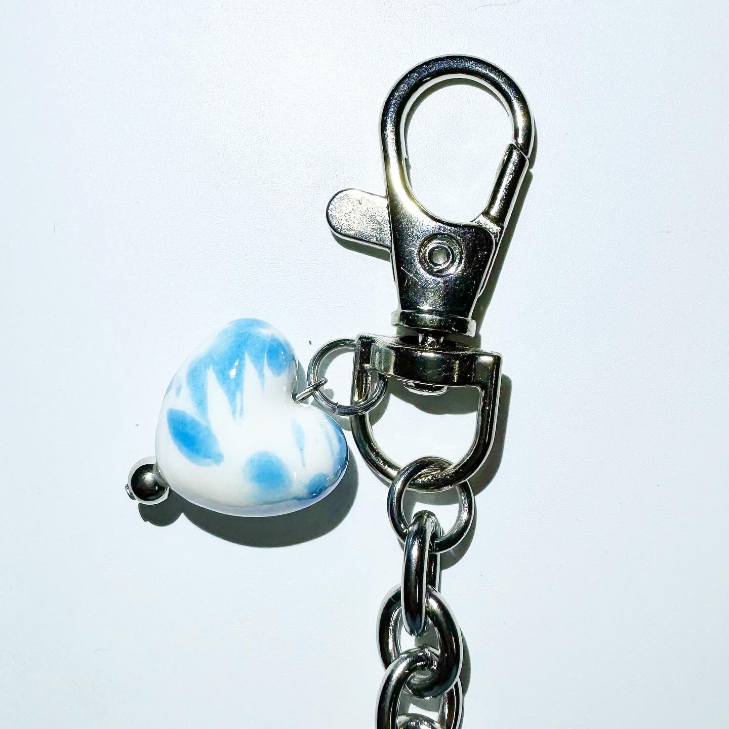 Blue heart fur keychain