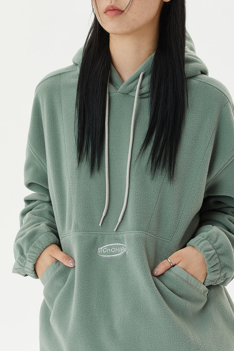 Draw cord fleece hoodie [green]