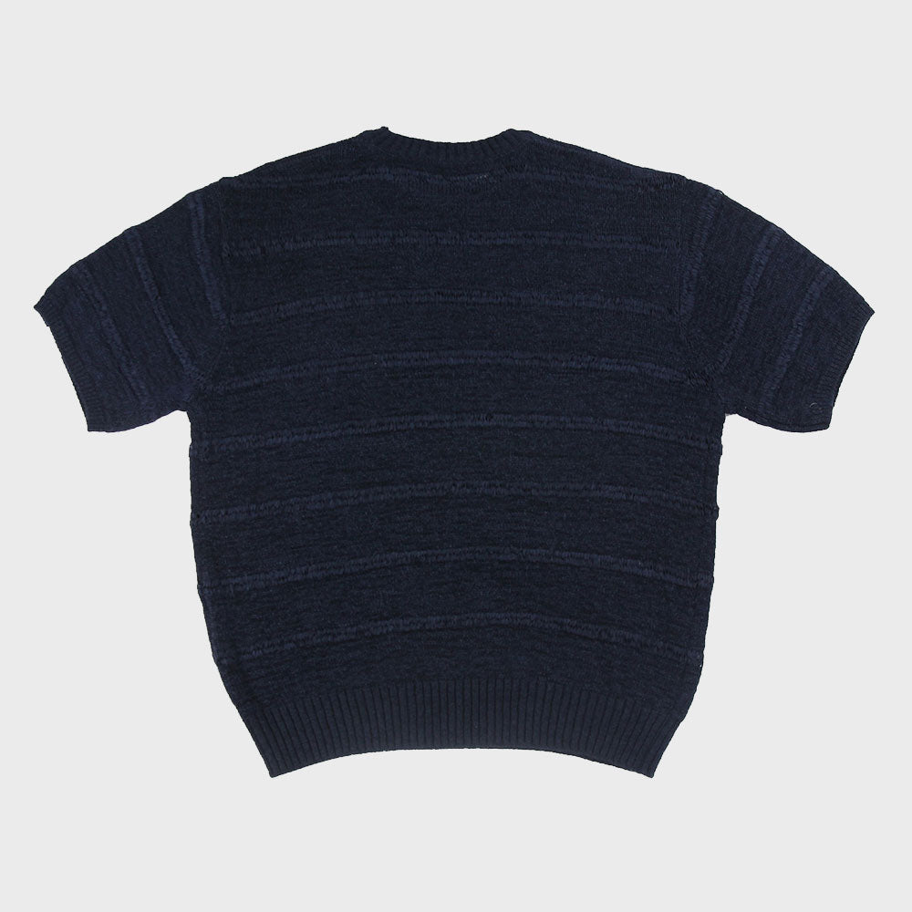 TAPE MESH HALF SLEEVE KNIT (NAVY)