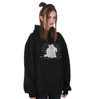 [IHD004-1] ANGEL CAT HOODIE - BLACK