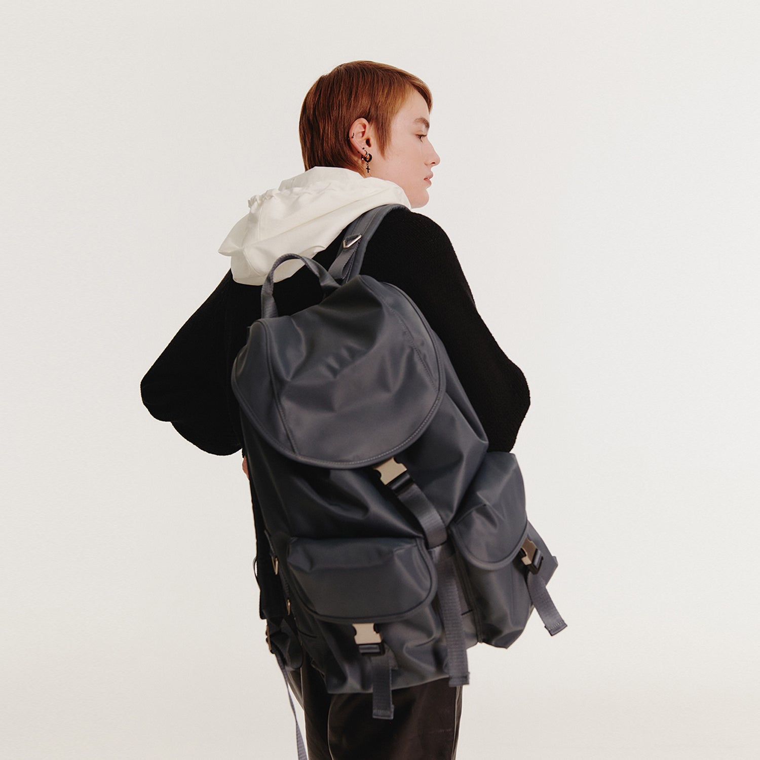 [After Pray Edition] 2-Pocket Nylon Cargo Rucksack (Grey)