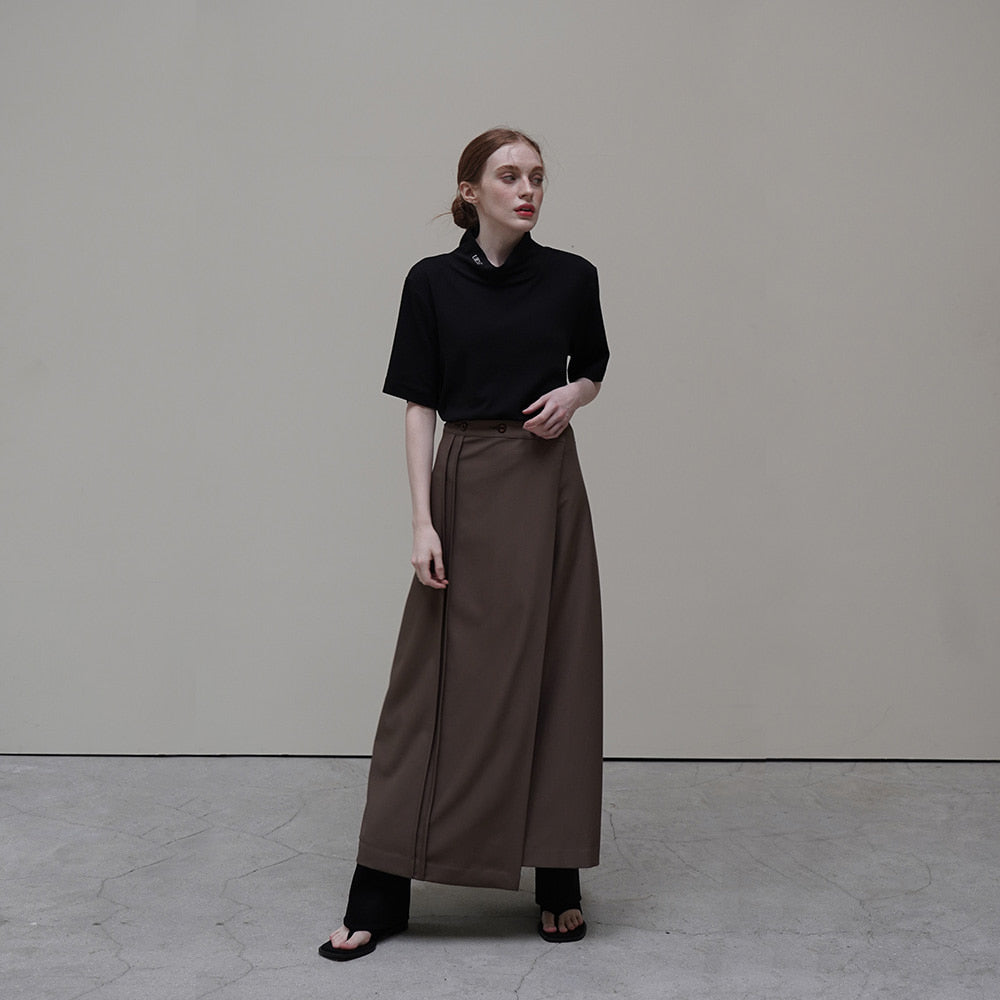 Brown Long Wrap Skirts