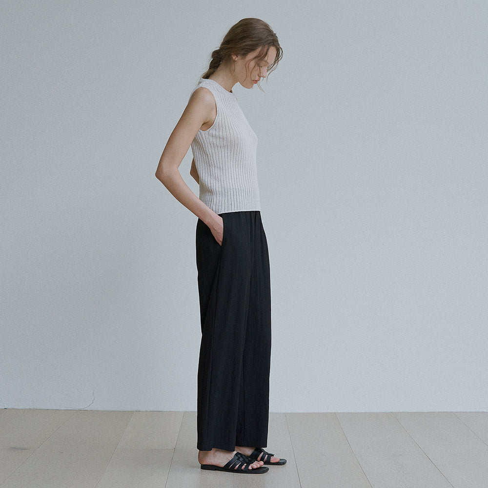 Crease banding wide pants