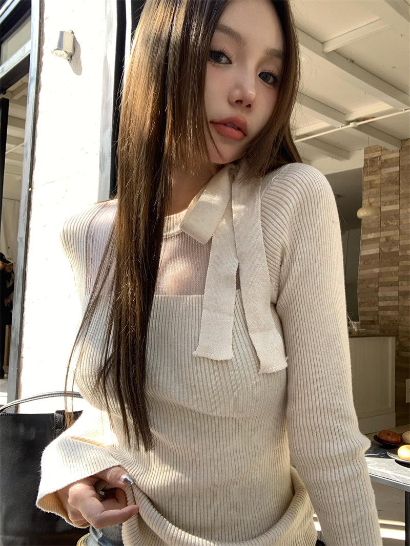 High-end bow knit top