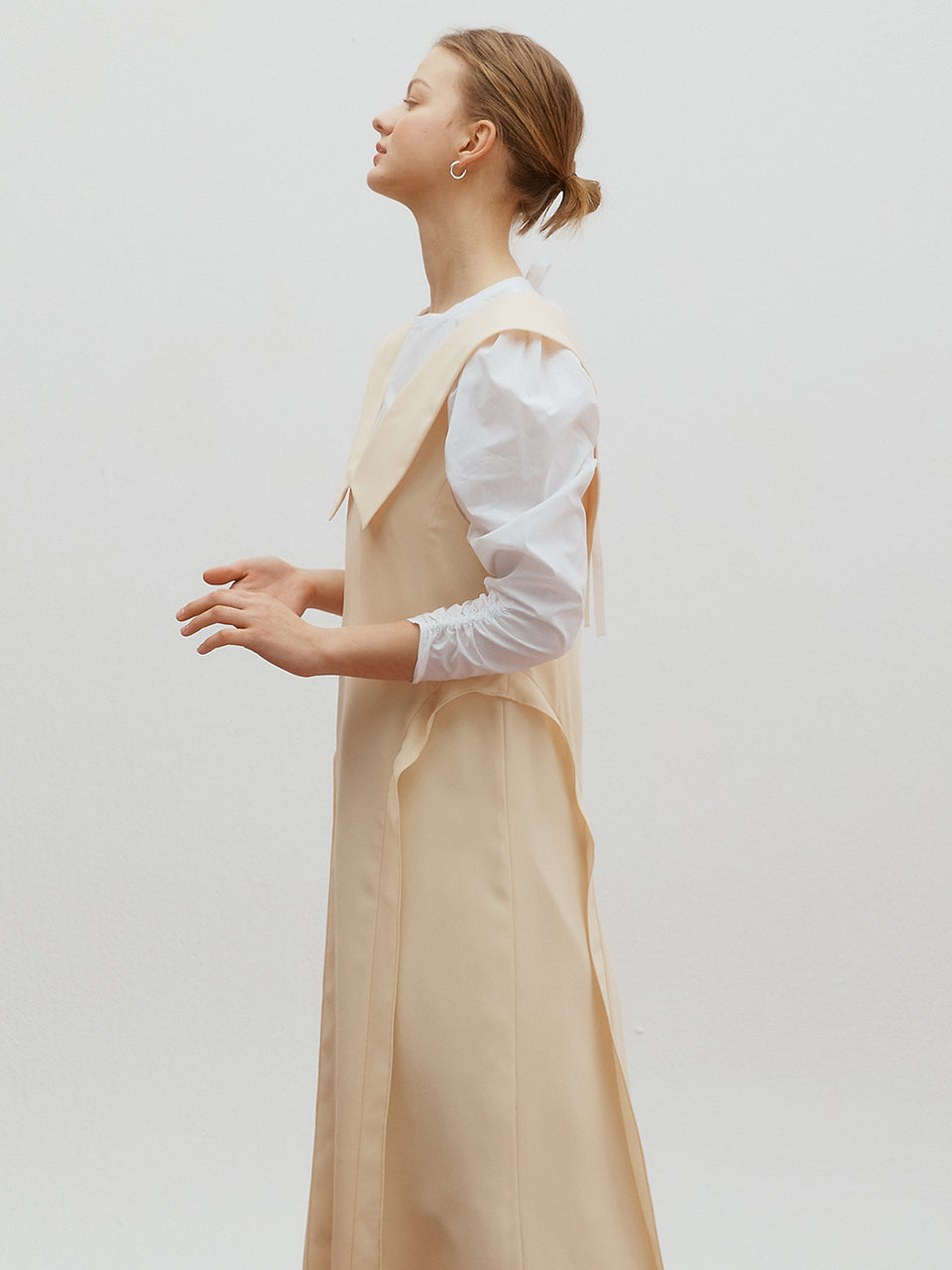 Collar point layered dress - Butter