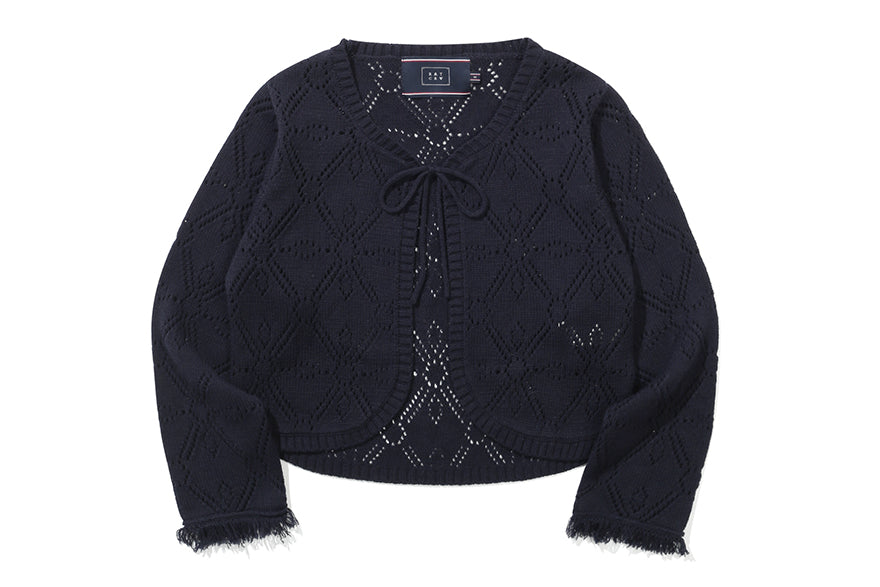 PUNCHING RIBBON CARDIGAN_NAVY