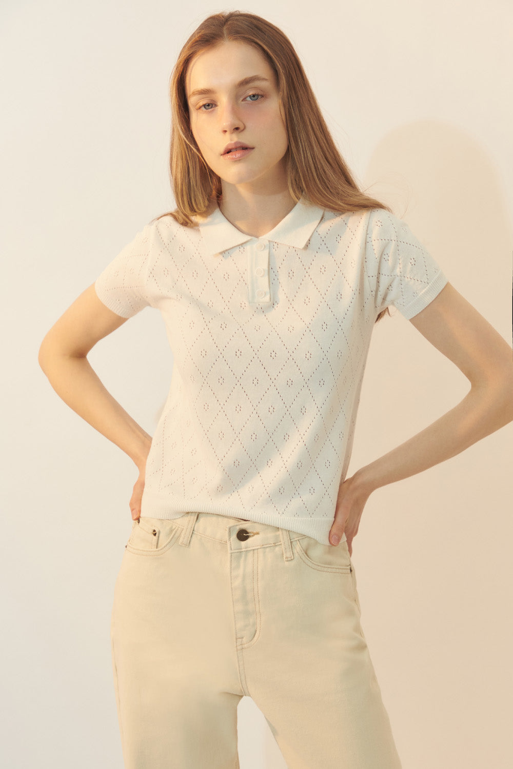 [BREEZE] Scallop Summer Knit Top_IVORY (CTD1)