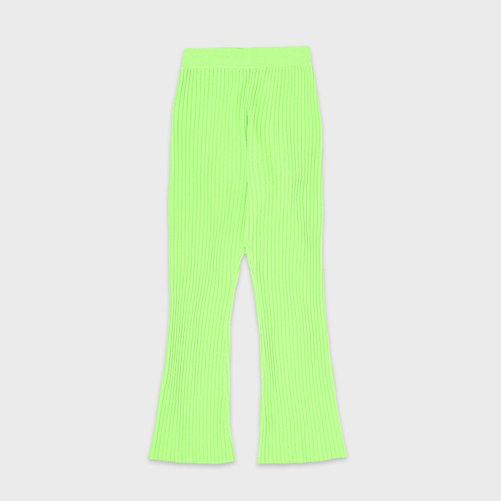 RIB FLARE PANTS_NEON GREEN