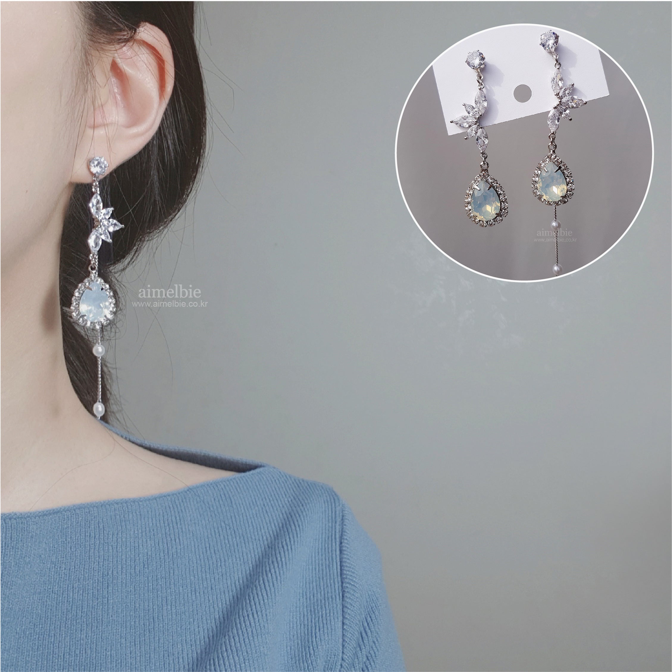 Heavenly Crystal Earring - White Opal Color