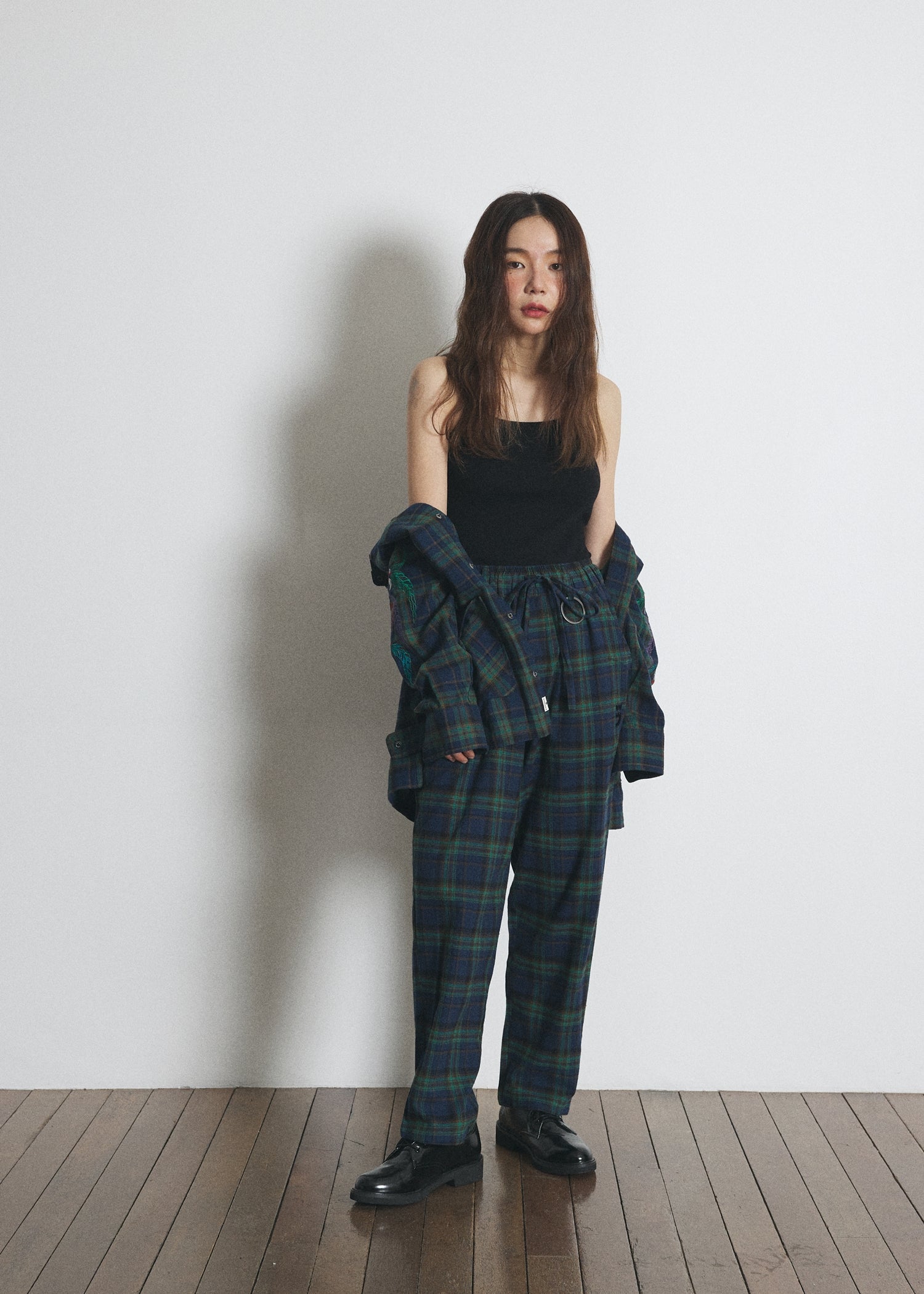 DREAMCATCHER CHECK LOOSE-FIT PANTS (Blue)