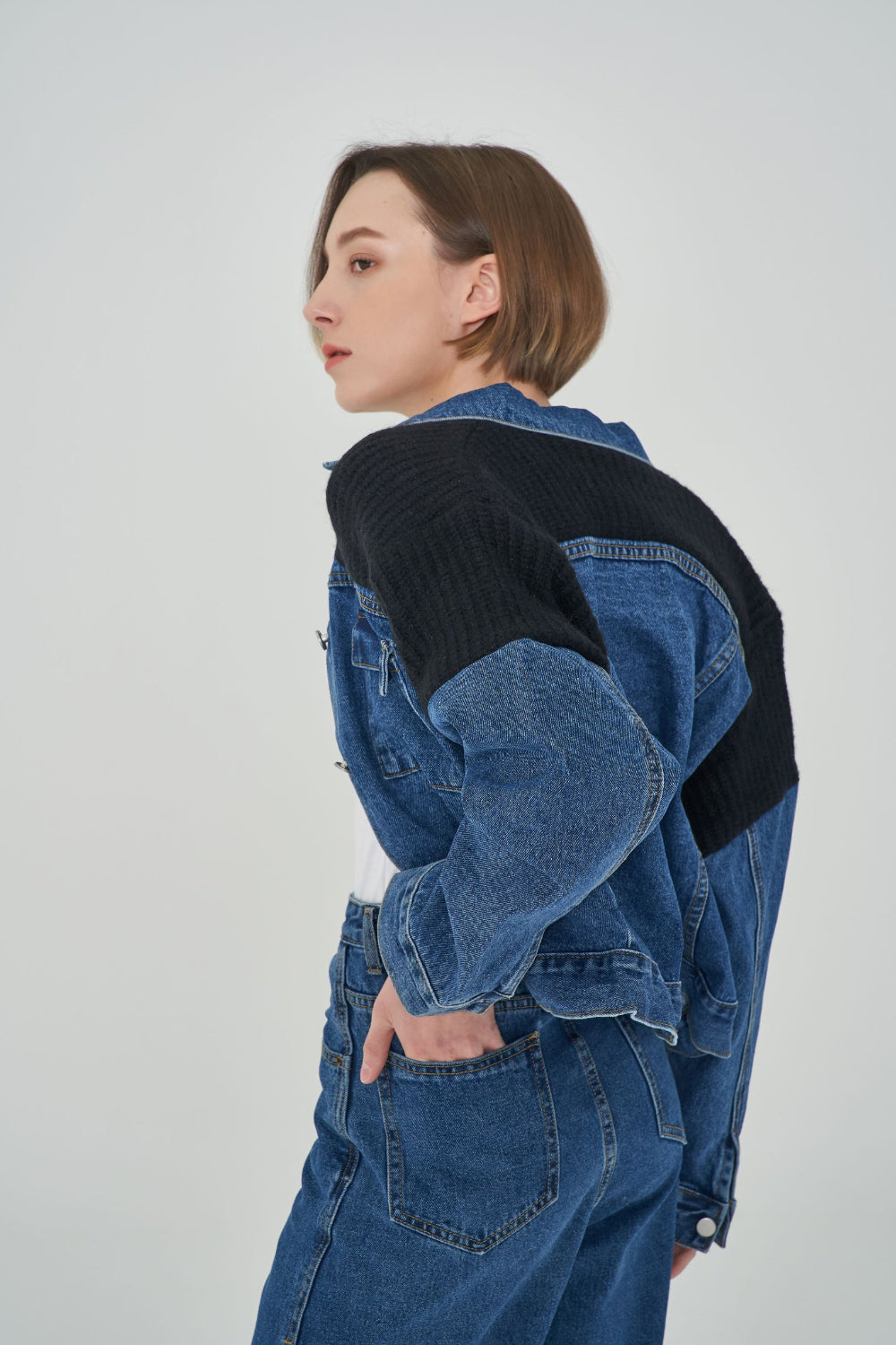 KNIT DENIM JACKET [6653]