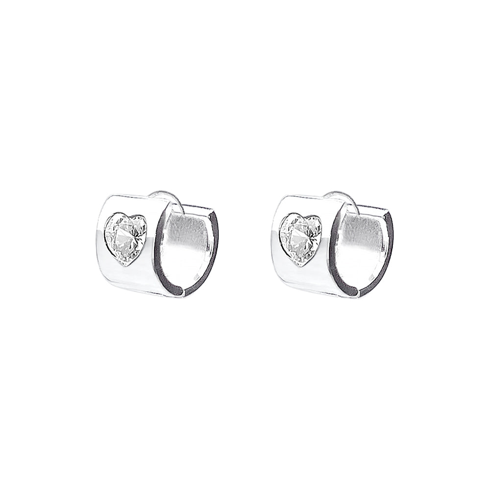 [SILVER 925] HEART CUBIC ZIRCONIA ONETOUCH EARRING