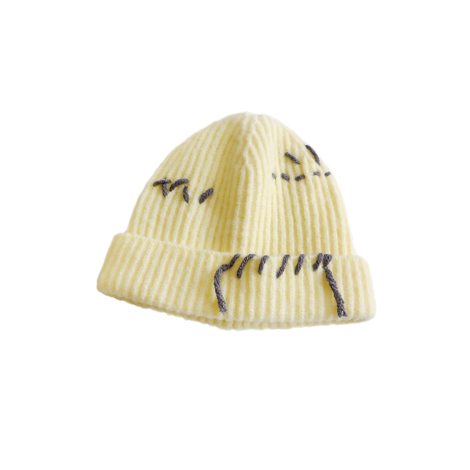 Hand Stitch Detail Beanie / Lemon