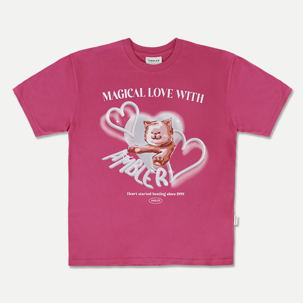 AMBLER 男女共用 Hearts beating オーバーフィット 半袖 Tシャツ AS1108