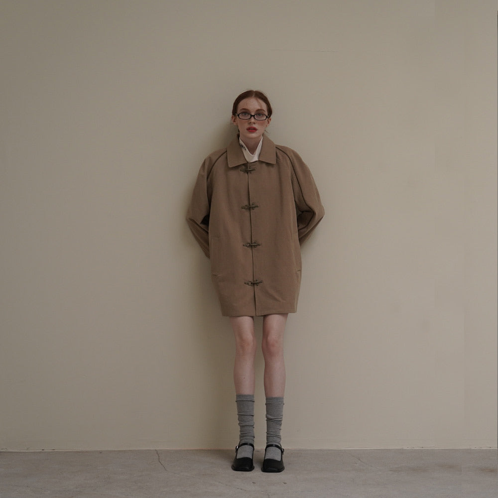 Beige Trench Half Coat