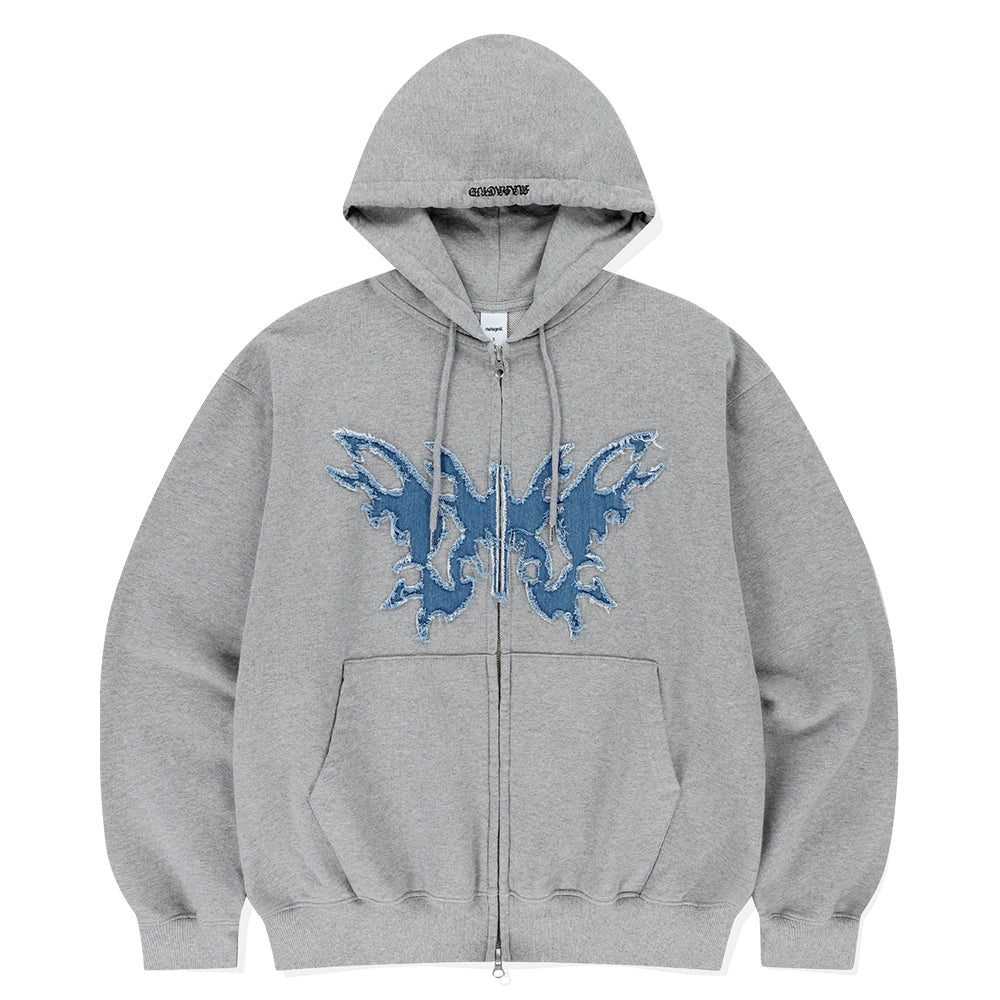 BUTTERFLY APPLIQUE HOOD ZIP-UP