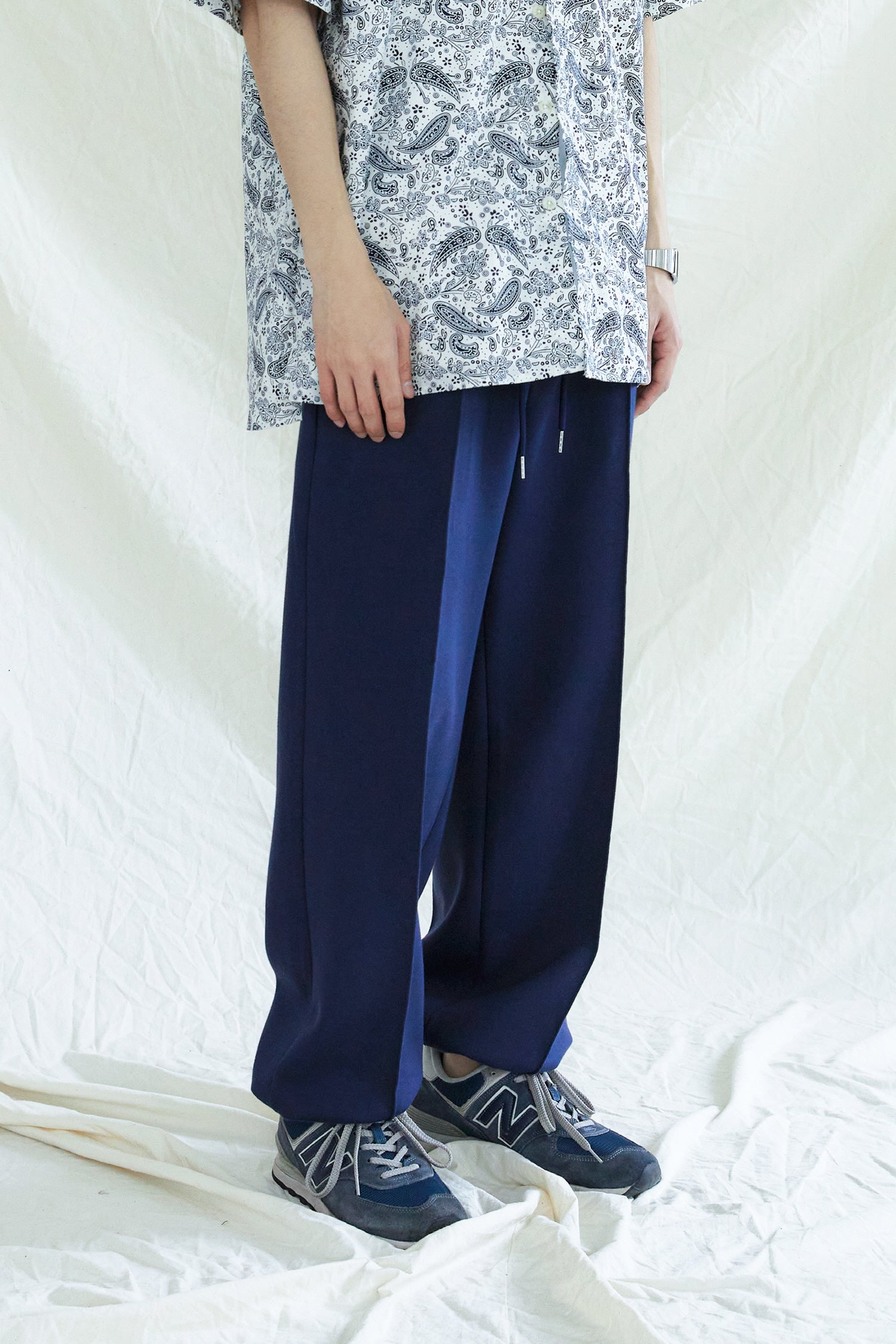 FRONT SEAM 2WAY WIDE SWEAT PANTS NAVY