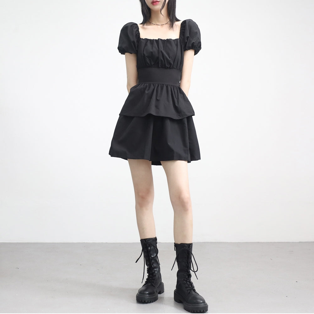 Webit Shirring Puff Dress