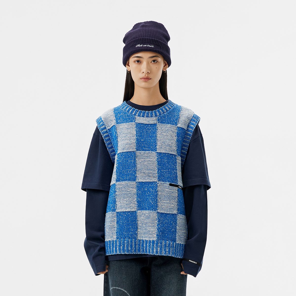 FMACM 23AW Mixed Colour Checkerboard Knit Vest