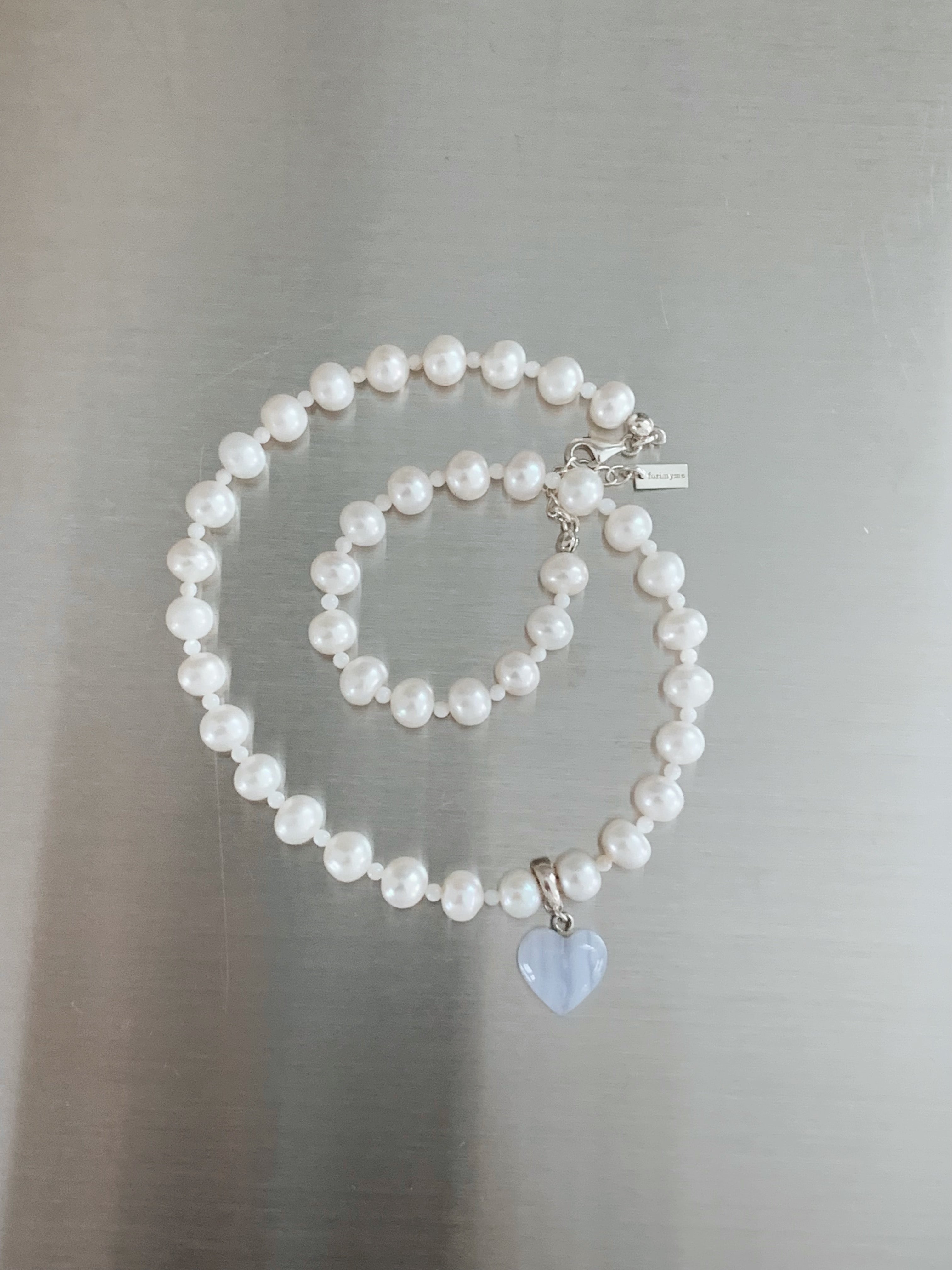 [925silver] Heidi's pearl heart necklace