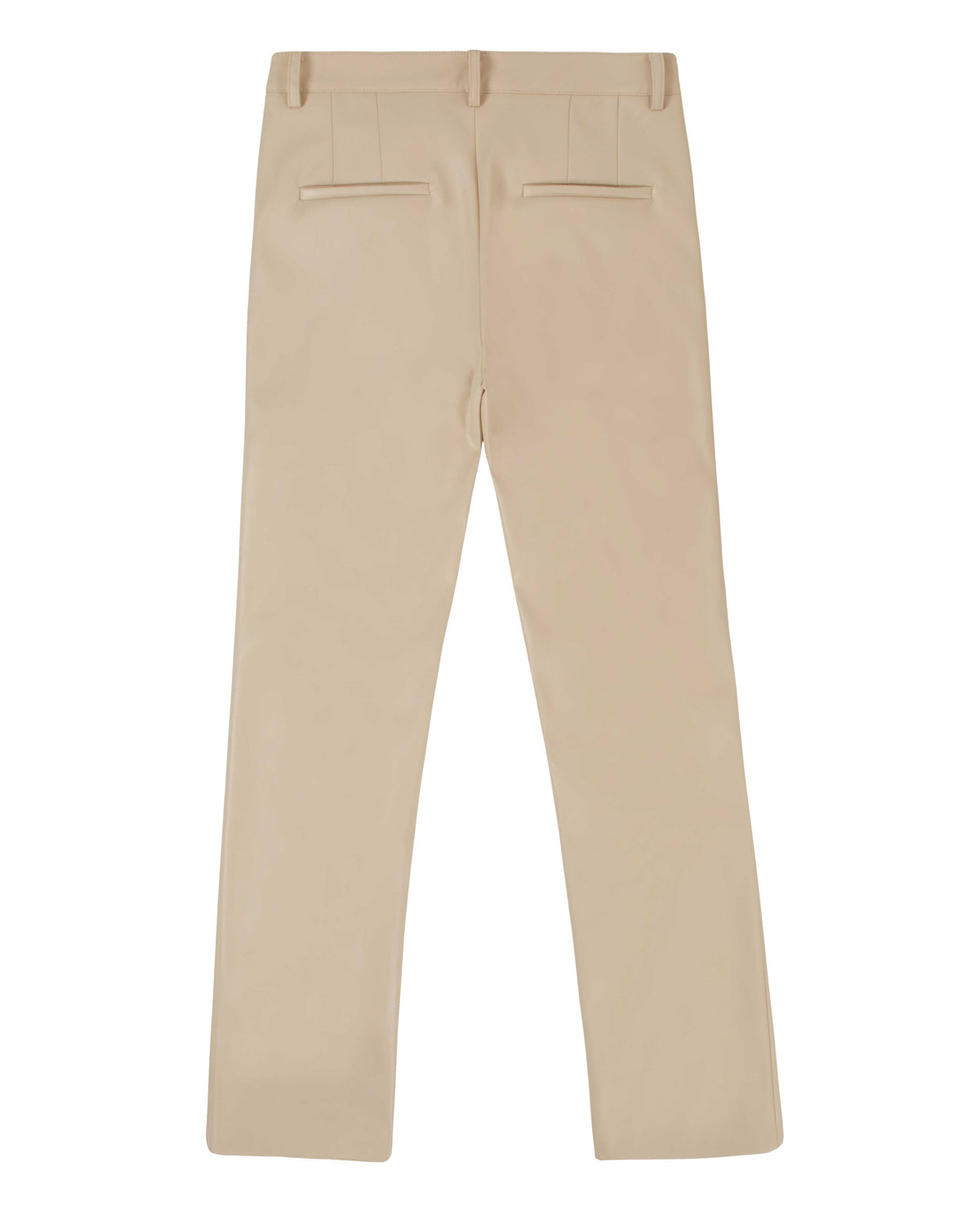 Faux-Leather Slit Trousers _ Ivory