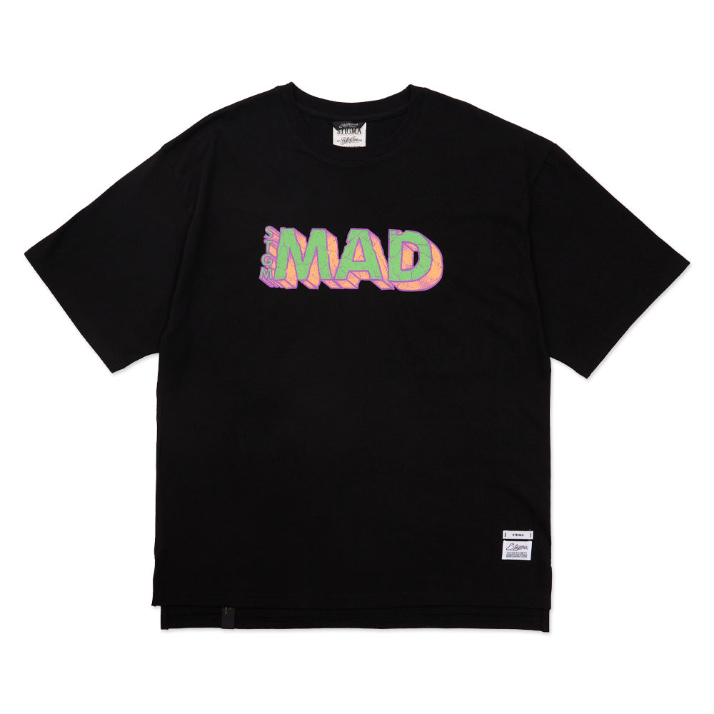 Mad Oversized Short Sleeves T-Shirts Black / White melange / white