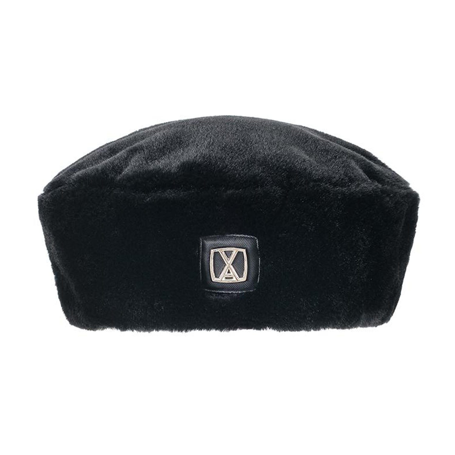 VA Square Stud Fur Beret / Black