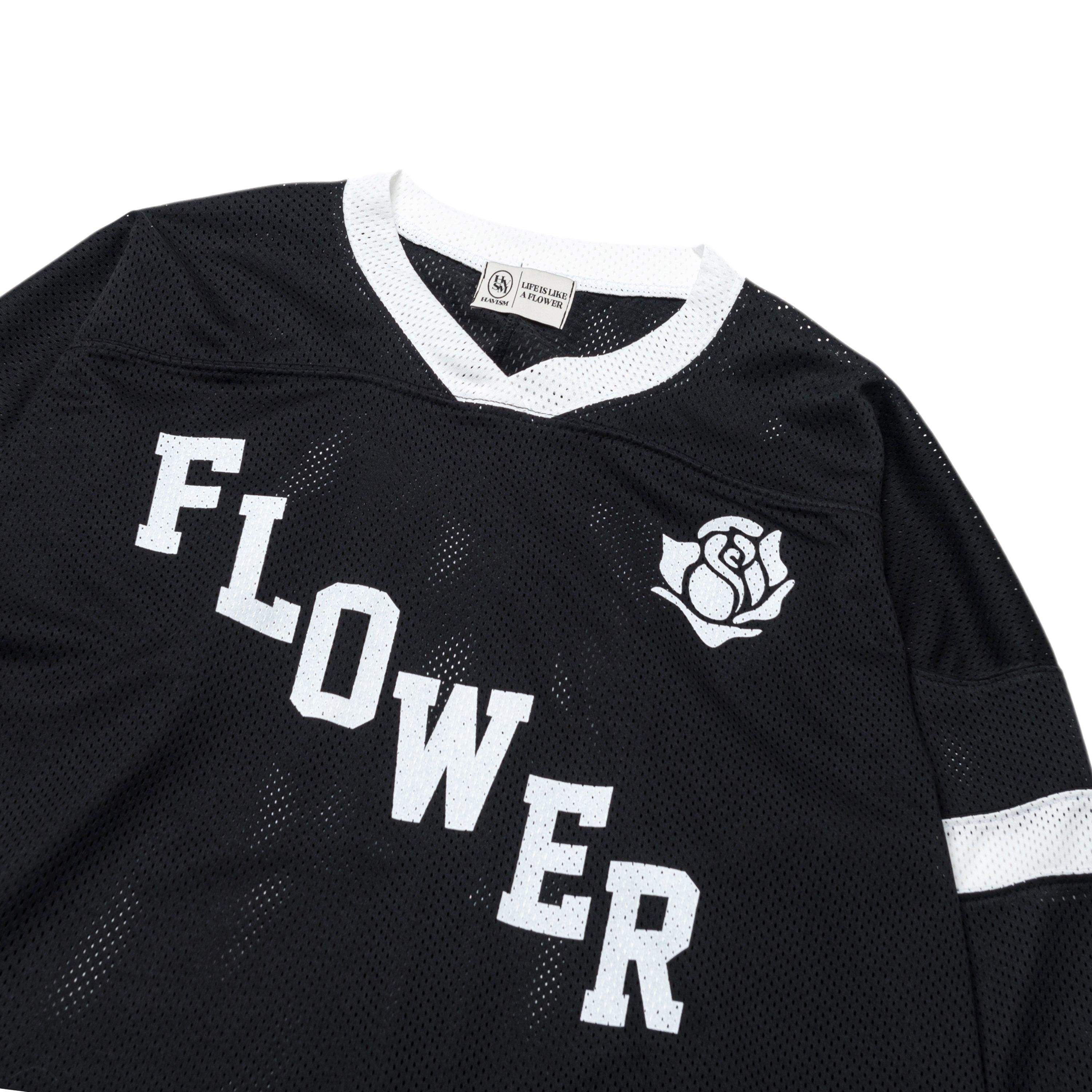 FLOWER AMERICAN FOOTBALL MESH L/S TEE(BLACK)