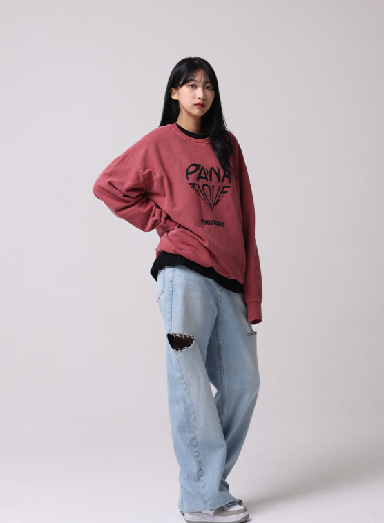 Heart Pigment Oversized Fit Sweatshirt_3color