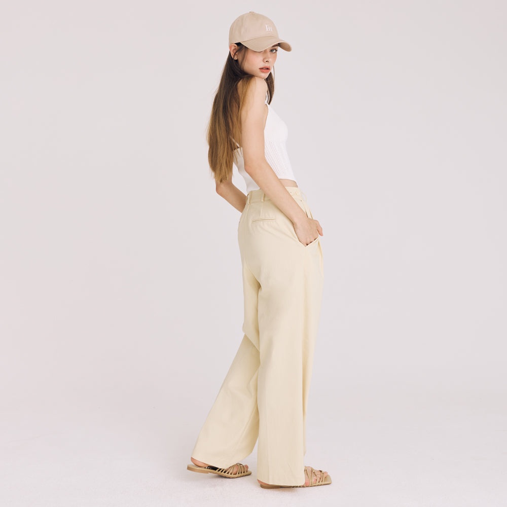 TWOTUCK COTTON WIDE PANTS (YELLOW)