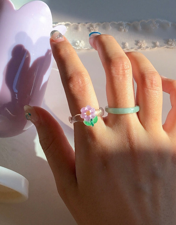 Pastel Flower Acrylic Rings (2 colors)