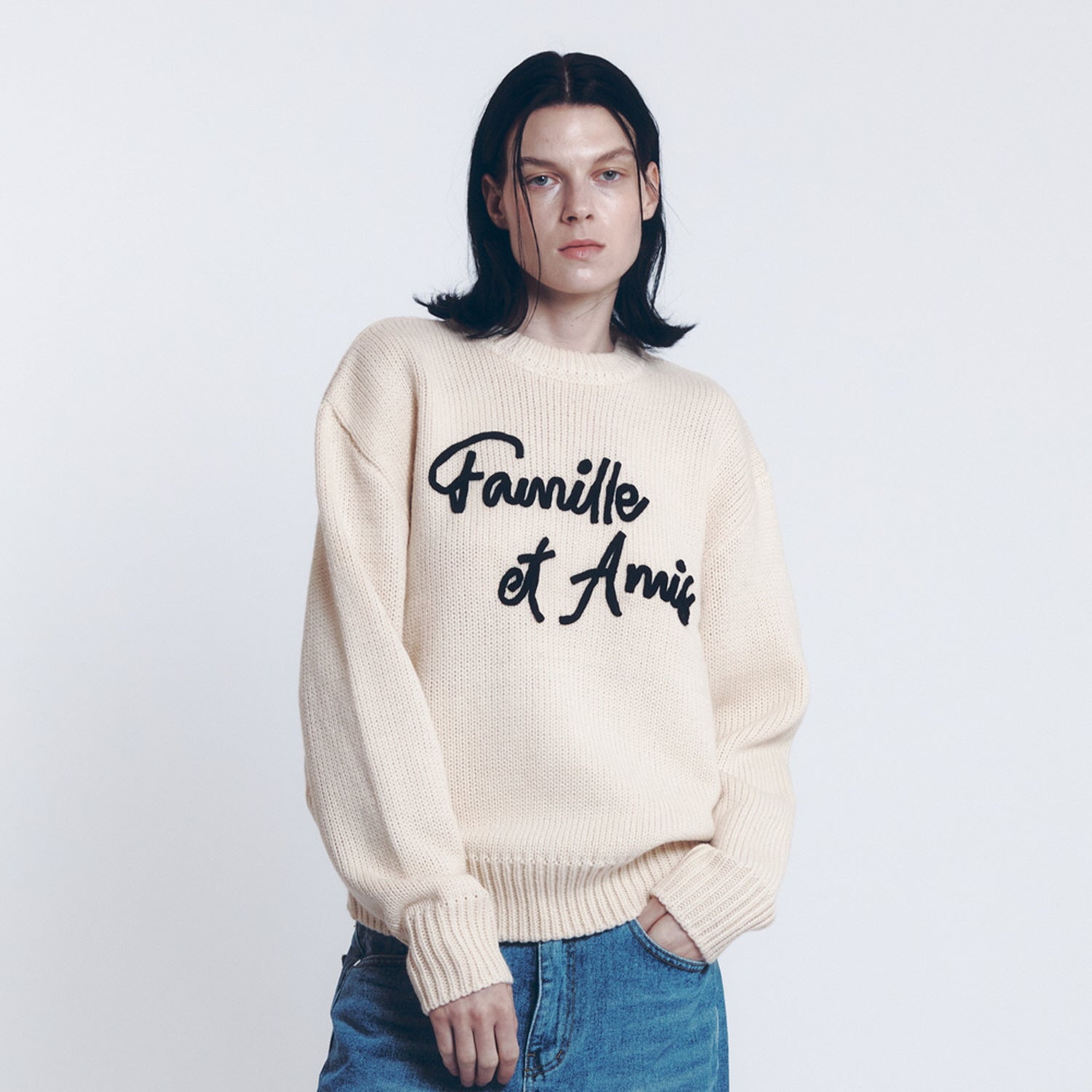 CRAFT SLOGAN KNIT SWEATER (IVORY)