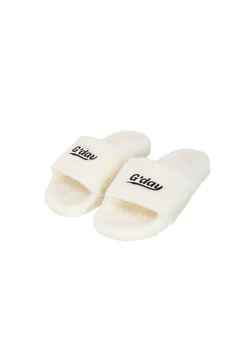 G'day furry sandals (white)