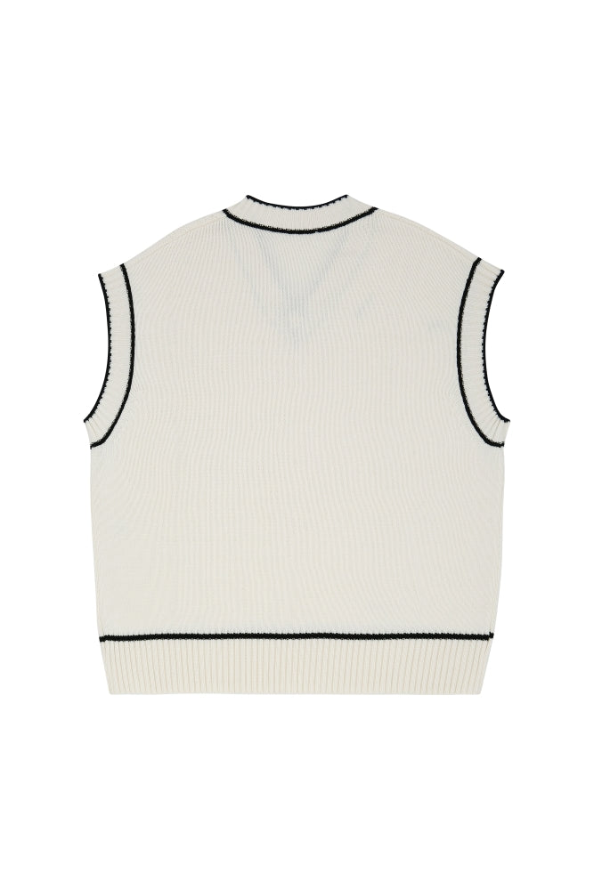 POINT LINE IVORY KNIT VEST